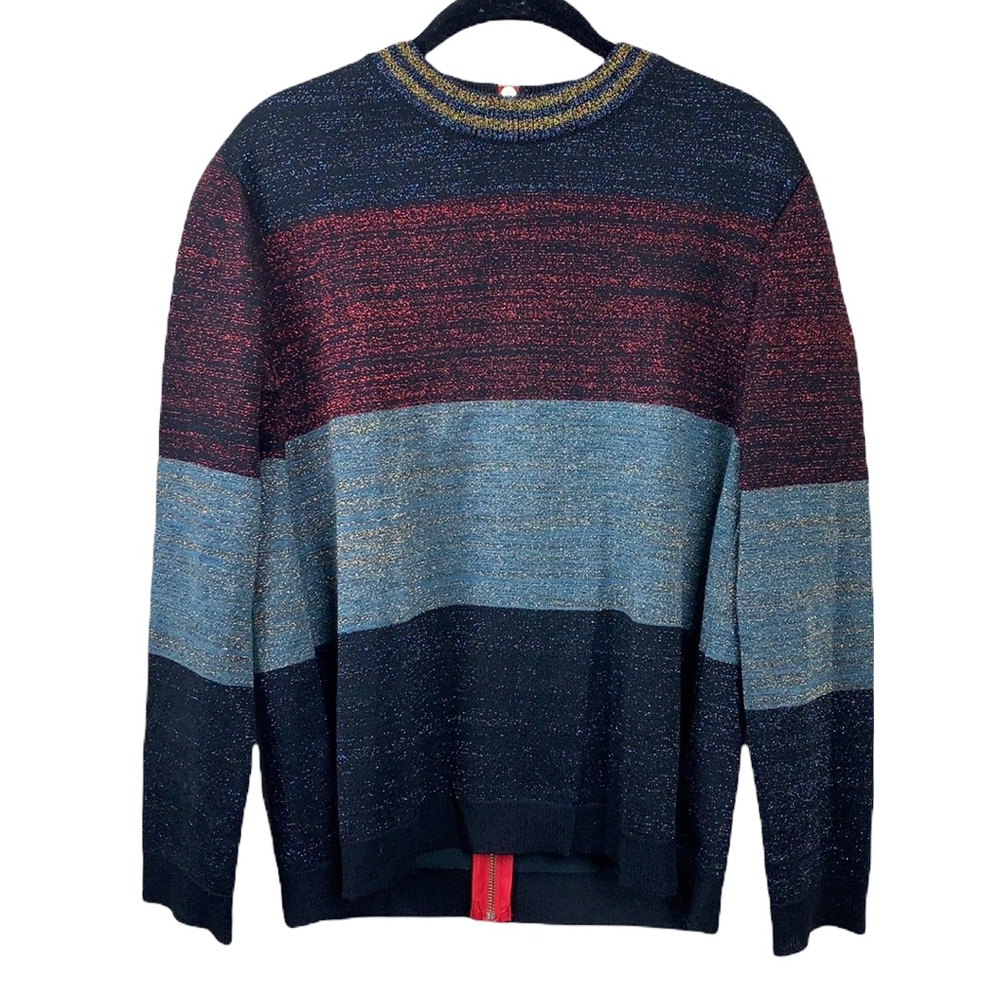 Anthropologie Moth Metallic Colorblock Crewneck Sweater